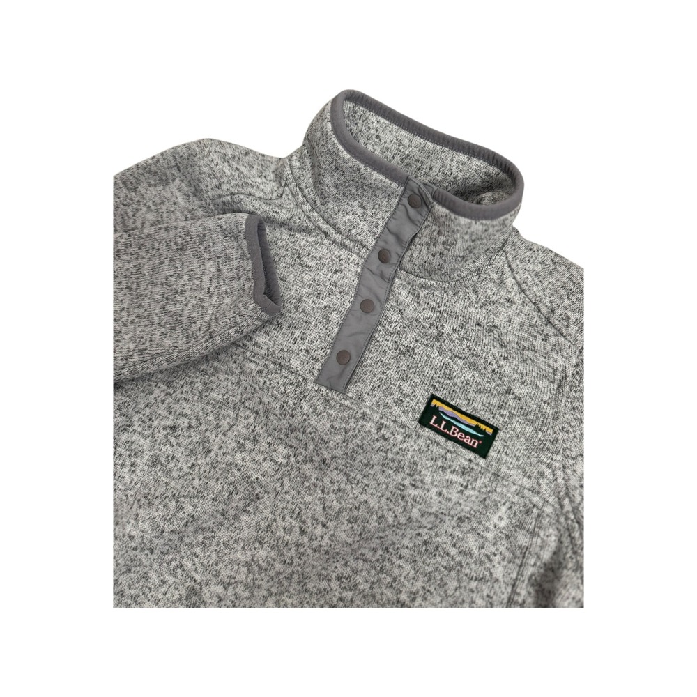 L.L.Bean Women's Sweater Fleece Pullover Gray Snap Button Classic Fit Size‎ XS